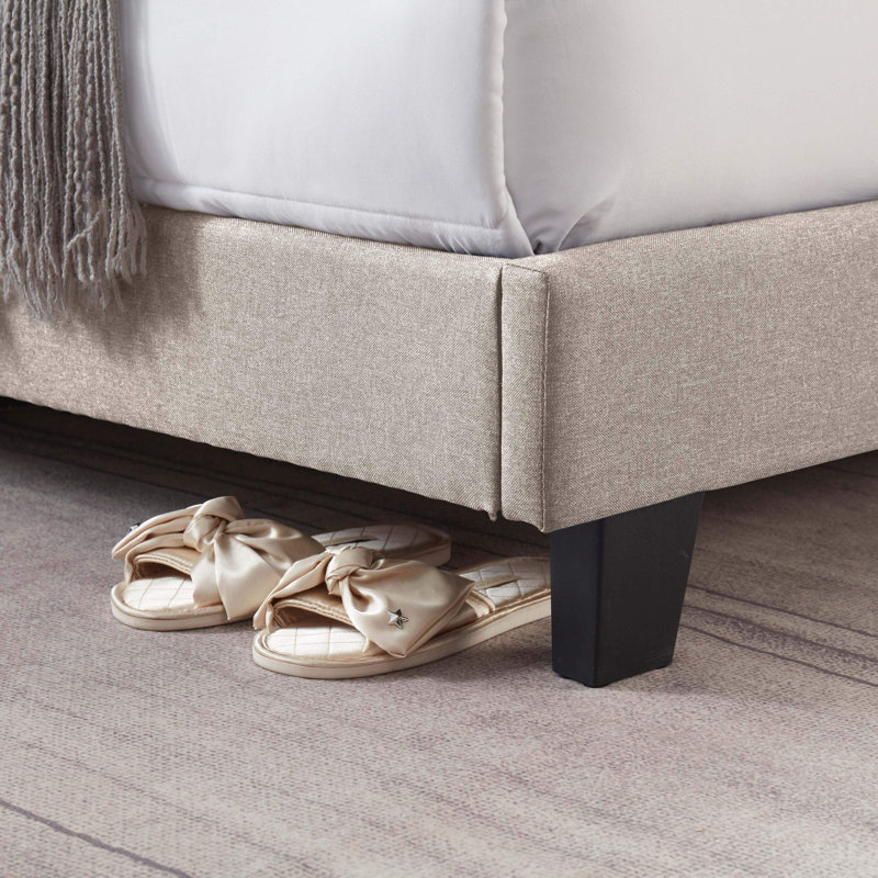 Lit plateforme tapissier Nestl, Beige, Très grand
