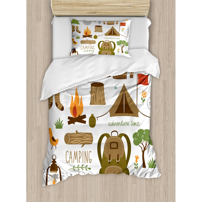 Ensemble de housse de couette, Housse de couette simple + 1 taie décorative, Équipement de camping