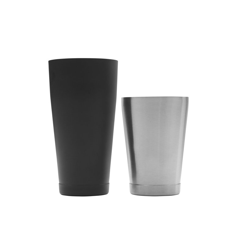 Sleek Black and Stainless Steel Boston Cocktail Shaker, 800ml