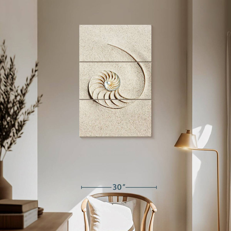 Brampt Nautilus Shell In Sand, 57" H x 36" W