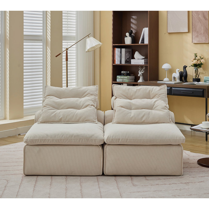 Canapé modulaire, Velours côtelé beige
