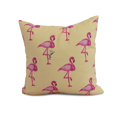 Palm Beach Flamingo Fanfare Martini Animal Print Throw Pillow