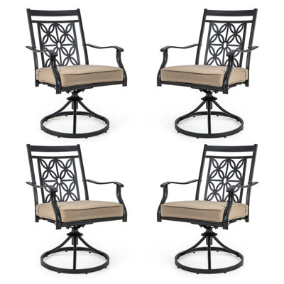 Chaise de salle à manger d'extérieur en métal avec coussin Hiari