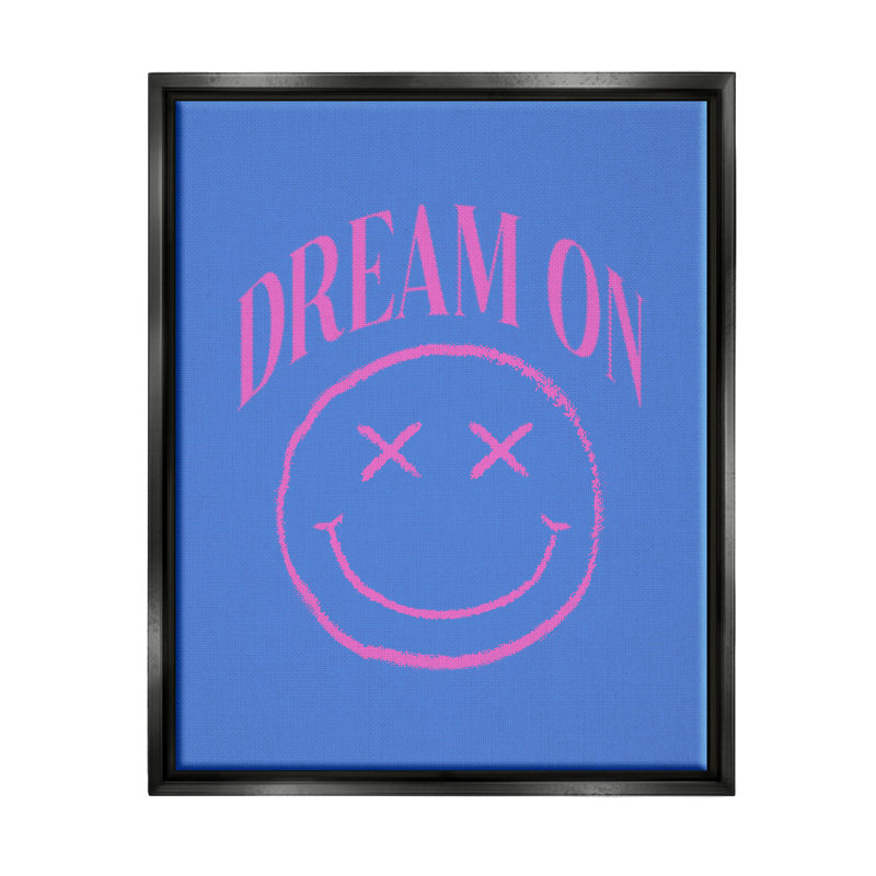 Cadre flottant «Dream On Smiley Face» par House of Lulu, Cadre flottant noir de jais, H 21 po x l 17 po x P 1,7 po
