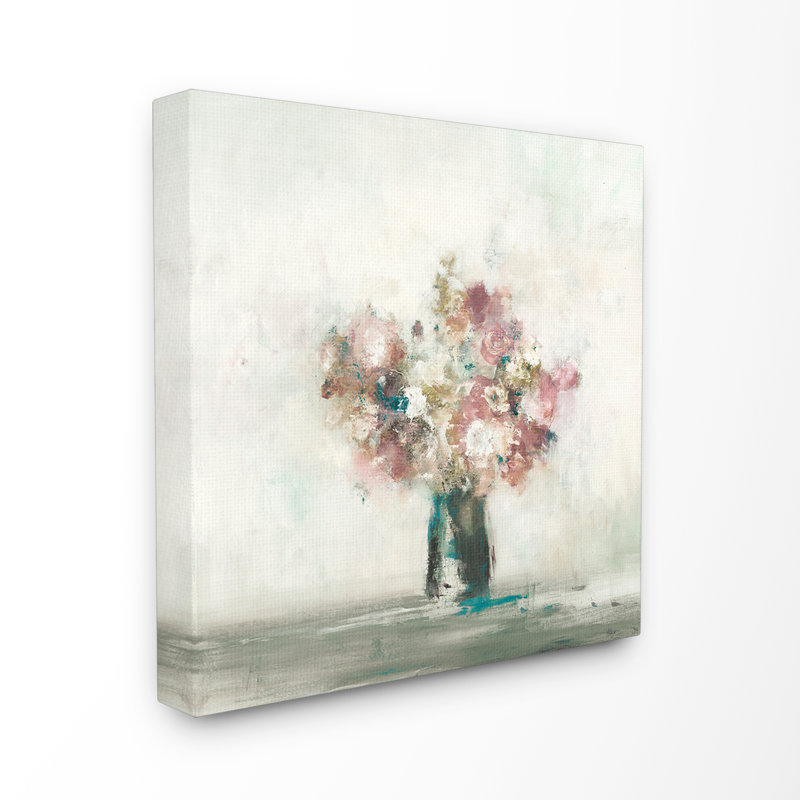 «Mute Subtle Pink Flowers in a Vase», impression, Toile tendue, H 17 po x l 17 po x P 1,5 po