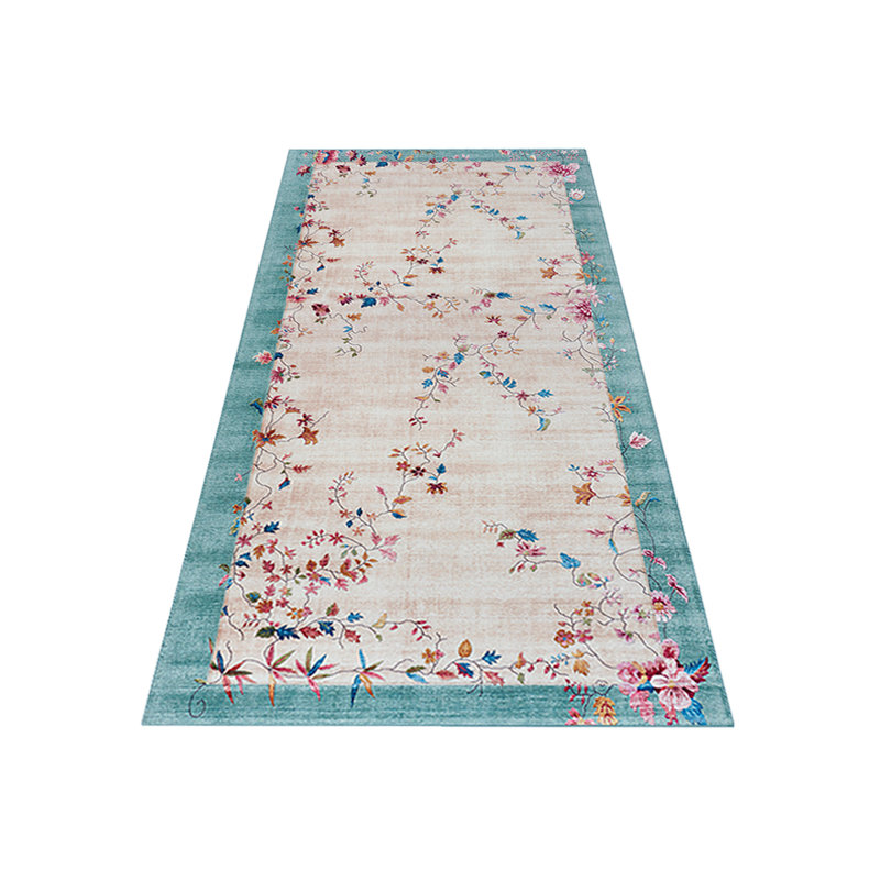 Machine Woven Beige/Teal Rug, Runner 80 x 200cm