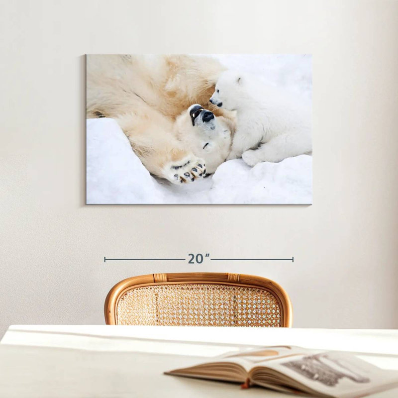 Brampt Polar Bear With Her Cub, 16" H x 24" W