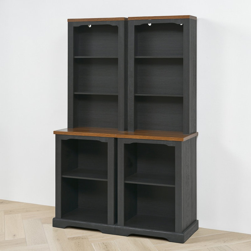 Perez Freestanding Tall Cabinet Set Of 2, Open Storage Shelving, , Five-Tier Display Design, Transitional, Living Room