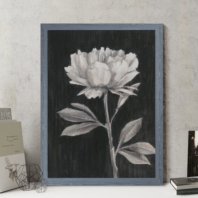 «Black and White Flowers III» par Paul Cezanne - Peinture sur toile encadrée, H 28 po x l 38 po x 1,25 po