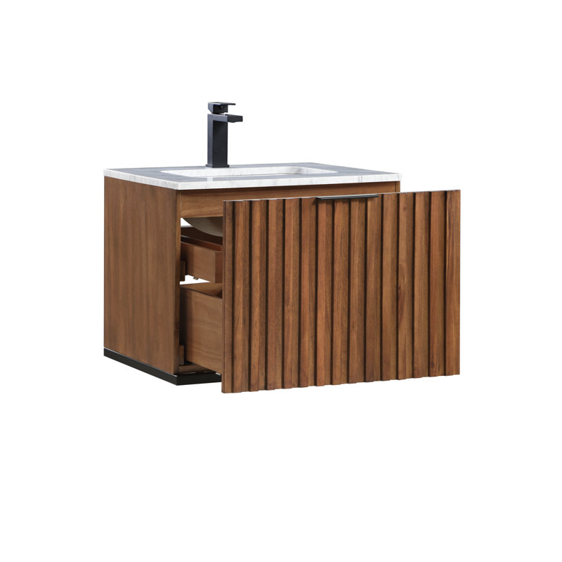 Terra 24'' W Single Vanity, Matte Black, Carrara Marble/Single Faucet Mount