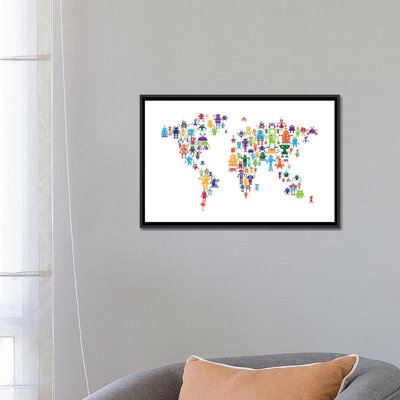 « world map series : arc-en-ciel », impression sur toile tendue