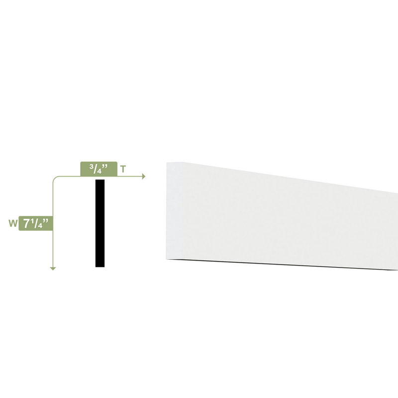 Plinthe H 7 1/4 po x l 96 po x P 3/4 po, H 7,25 po x l 96 po x P 0,75 po