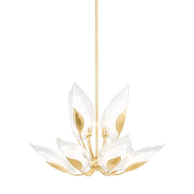 Blossom 10 Light Chandelier - Gold Leaf Finish - Clear Glass