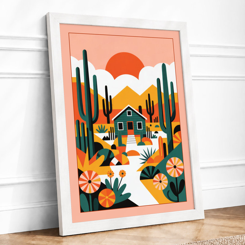 Desert House at Sunrise Boho - Framed Print, A3 - 42.0 x 29.7 cm, White