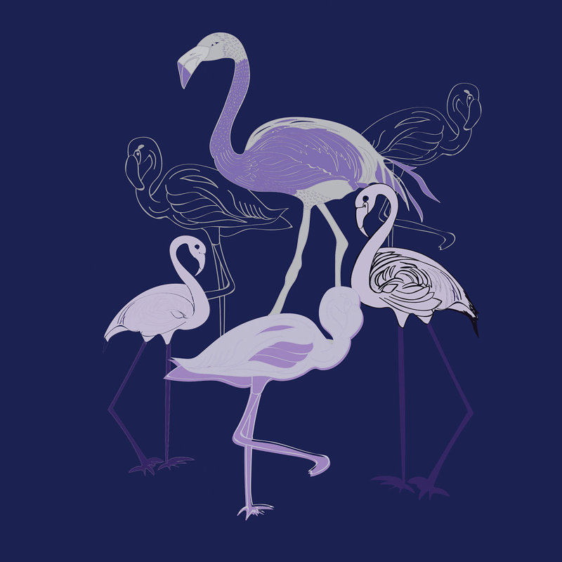 Ensemble de housse de couette pour lit simple DiaNoche en microfibre par Yasmin Dadabhoy - Flamingo 2 violet