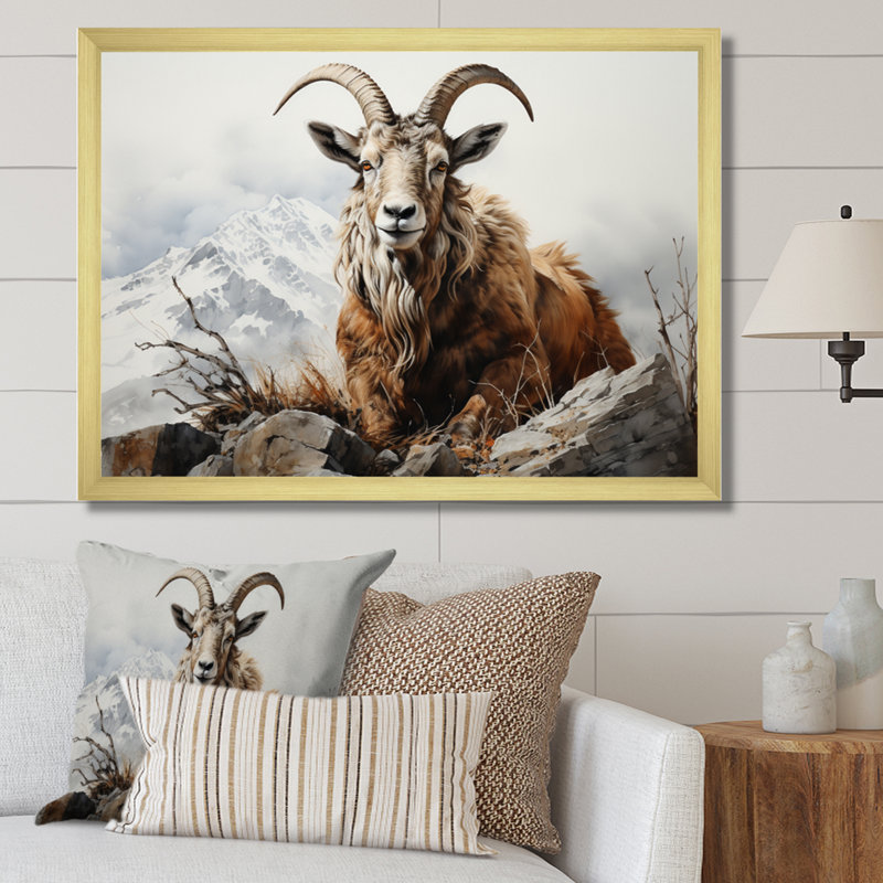 Goat Mountain Majesty sur impression sur toile, H 12 po x l 20 po x P 1 po, Encadrement doré