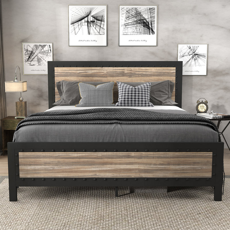 Lit plateforme Katy, Double, Beige