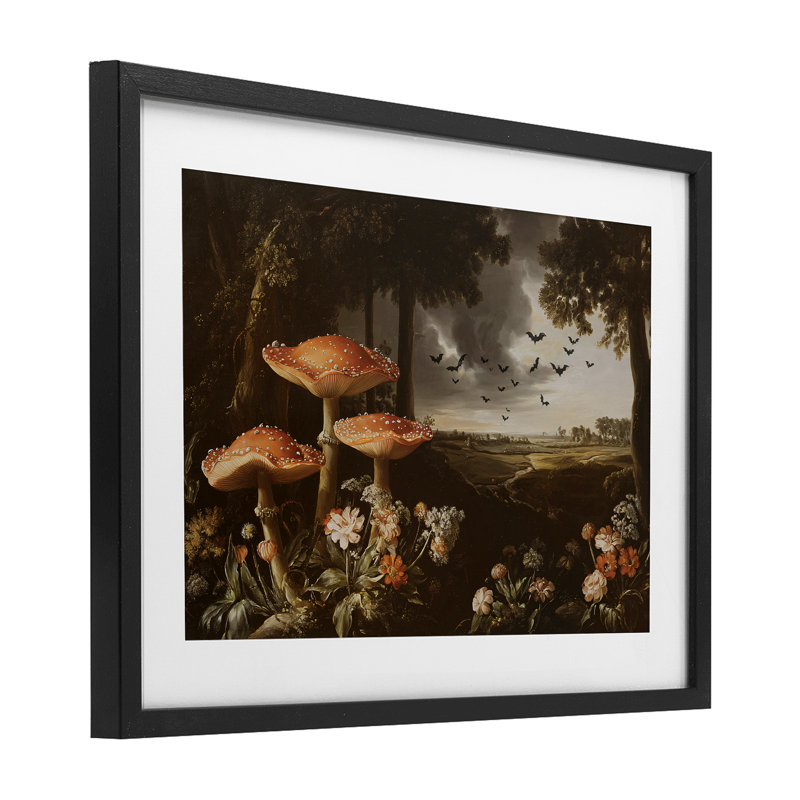 «Bats in Autumn Forest», reproduction sous verre encadrée, design par Jacky Ngan, H 17 po x l 23 po