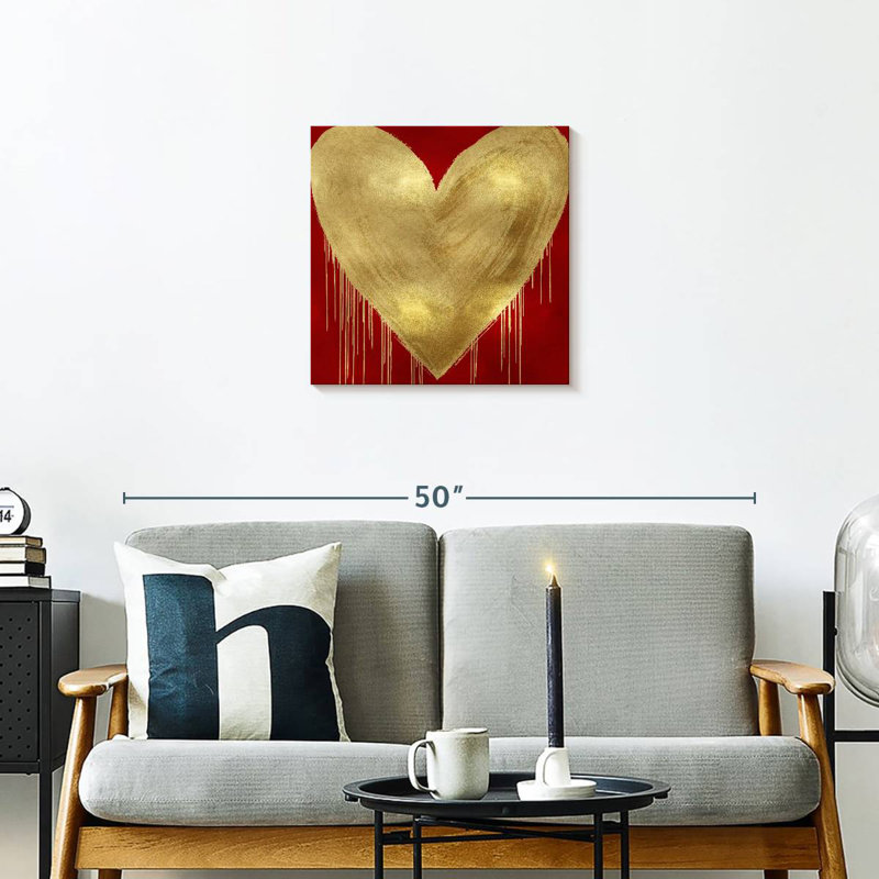 Hardie Big Hearted Gold sur fond rouge, H 20 po x l 20 po