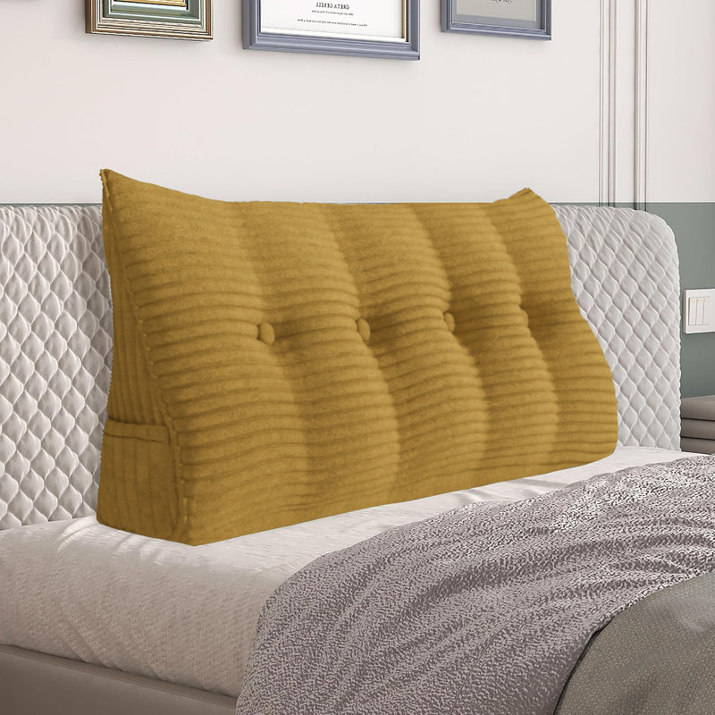 180 cm Wedge Back Pillow, 50cm H x 140cm W, Mustard Yellow