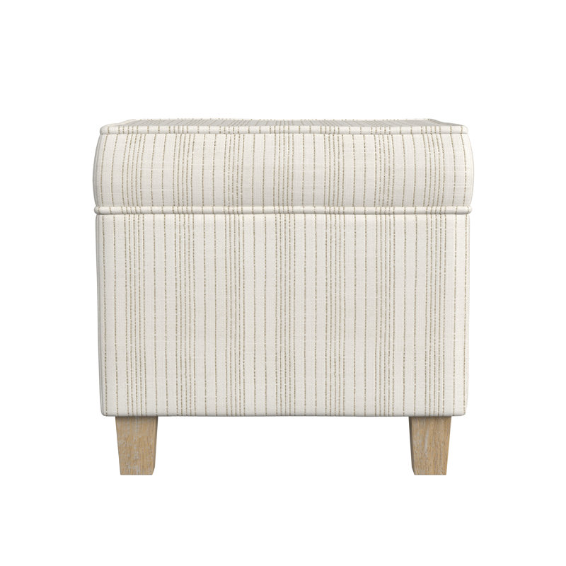 Repose-pieds carré avec rangement 17,5 "Asha, Crème à fines rayures jaune souci