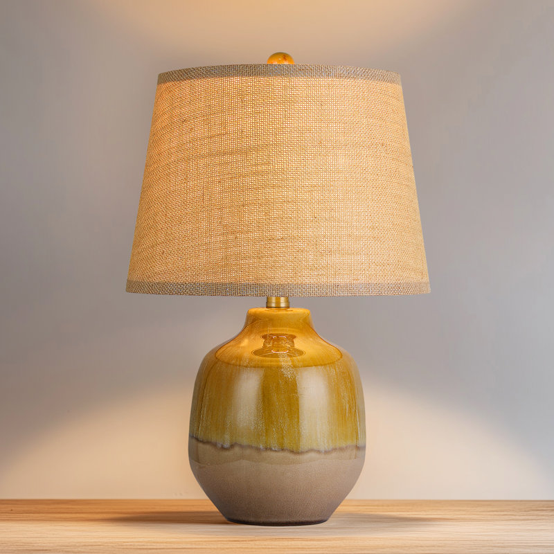 Lampe de table en céramique émaillée brune 21 po Spenser