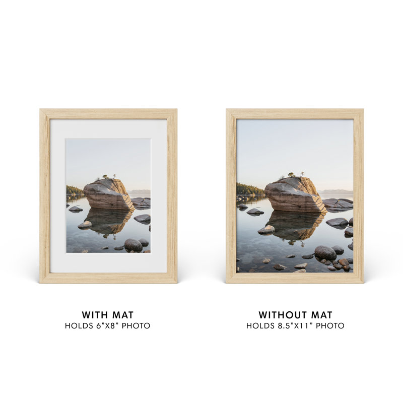 Cadre photo en bois massif avec verre, Beige, L 8,5 po x H 11 po