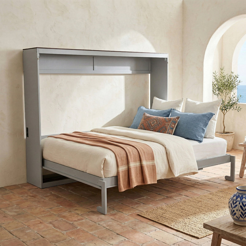 Queen Size Murphy Bed Wall Bed & USB, Grey