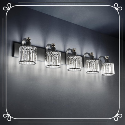 Luminaire de meuble-lavabo moderne en cristal noir mat 6 lumières