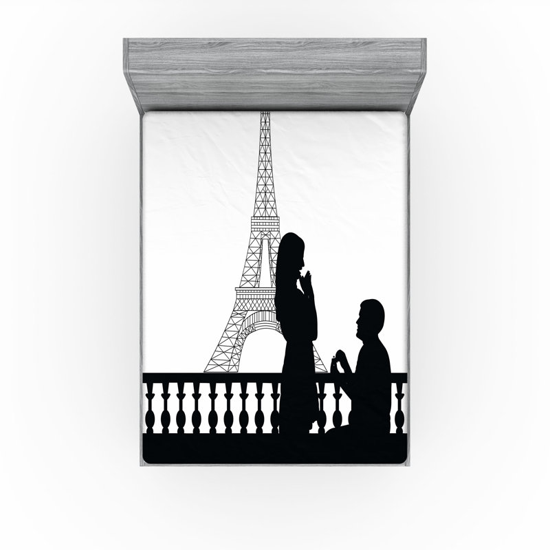 Drap-housse noir et blanc Ambesonne, Ensemble de draps pour lit très grand californien