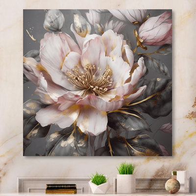 Rose et gris pivoines en fleurs III - pivoines, art mural