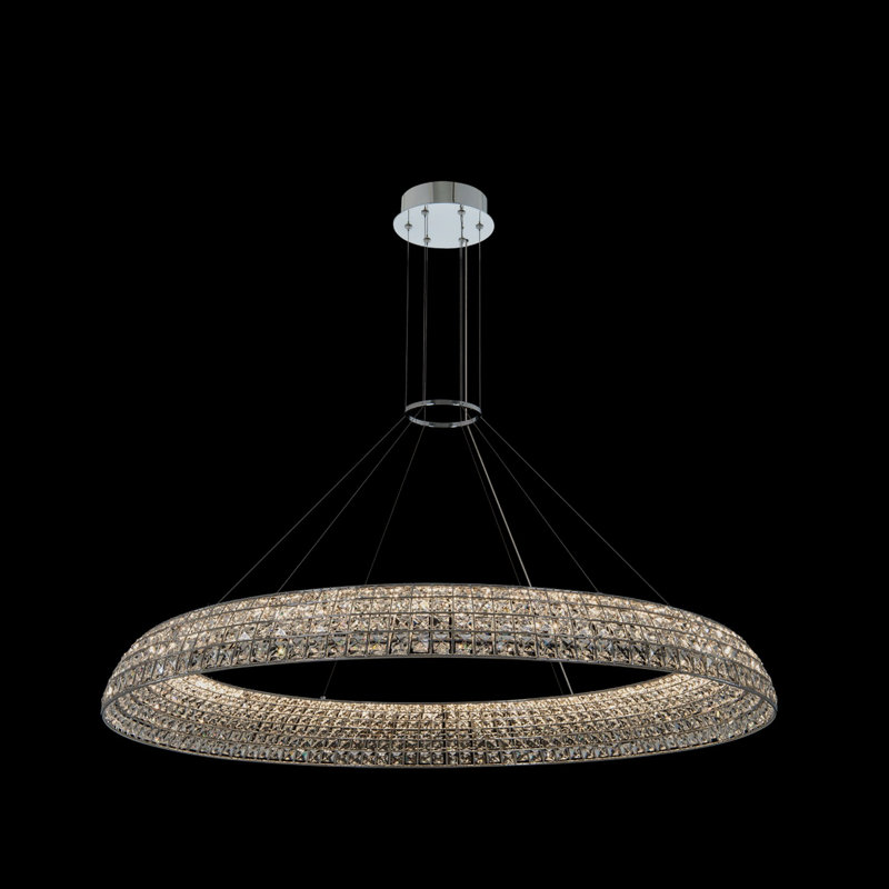 Lustre en chrome / transparent Nuvole 1 LT Allegri, H 5 po x l 48 po x P 48 po