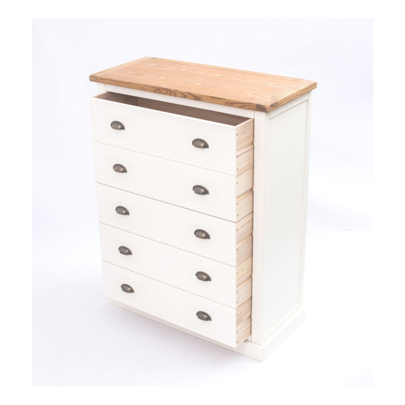 5 Drawer 90cm W Chest, Off White