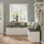 160cm L-Shaped Shoe Bench with Padded Seat & 4 Hidden Storage Bins - White & Grey Hallway Bench