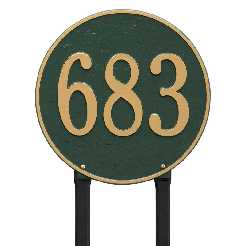 1-Line Lawn Address Sign, Yes, Green and Gold