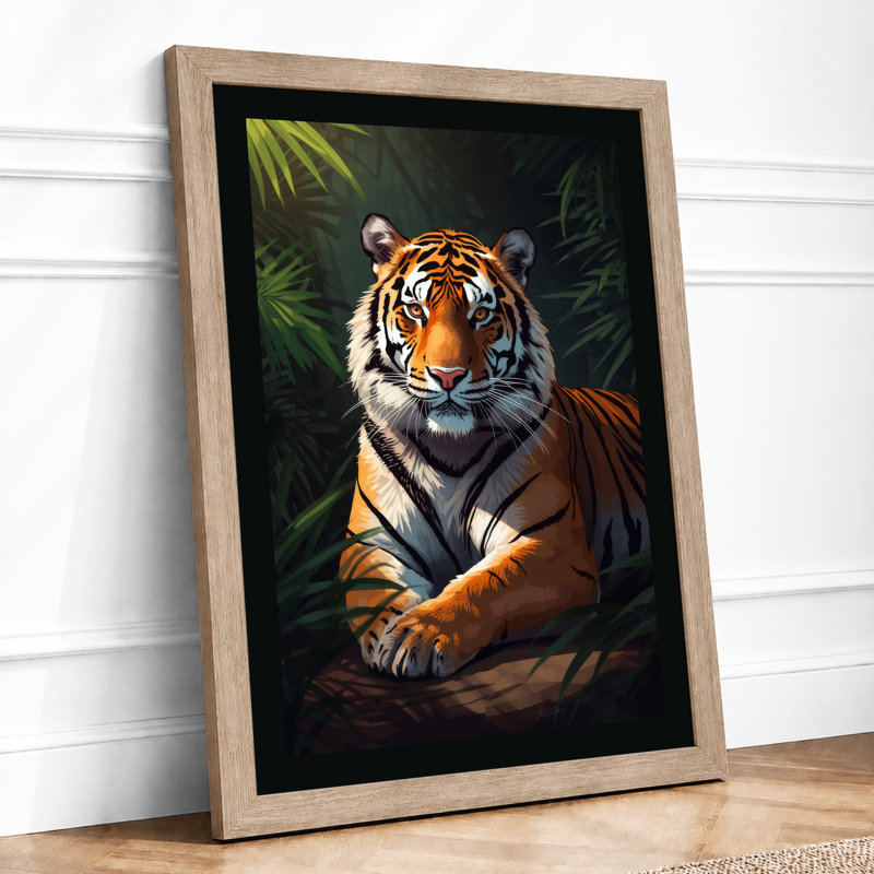 Jungle Sentinel Rustic - Framed Print, A3 - 42.0 x 29.7 cm, Oak