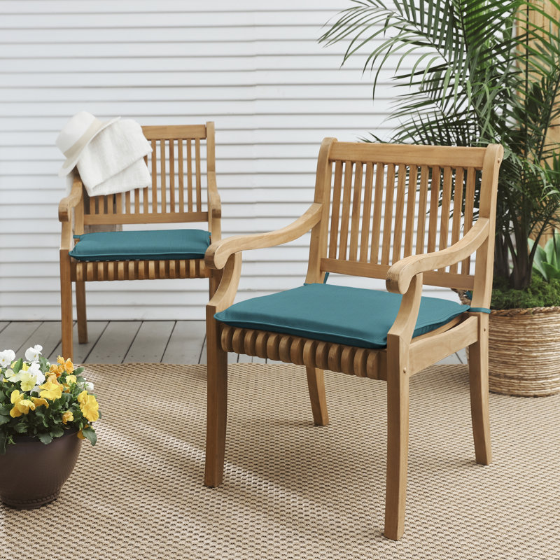 Sunbrella Outdoor 2'' Dining Chair Seat Cushion, Spectrum Peacock Sunbrella® Plainweave, 2" H x 19" W x 16" D