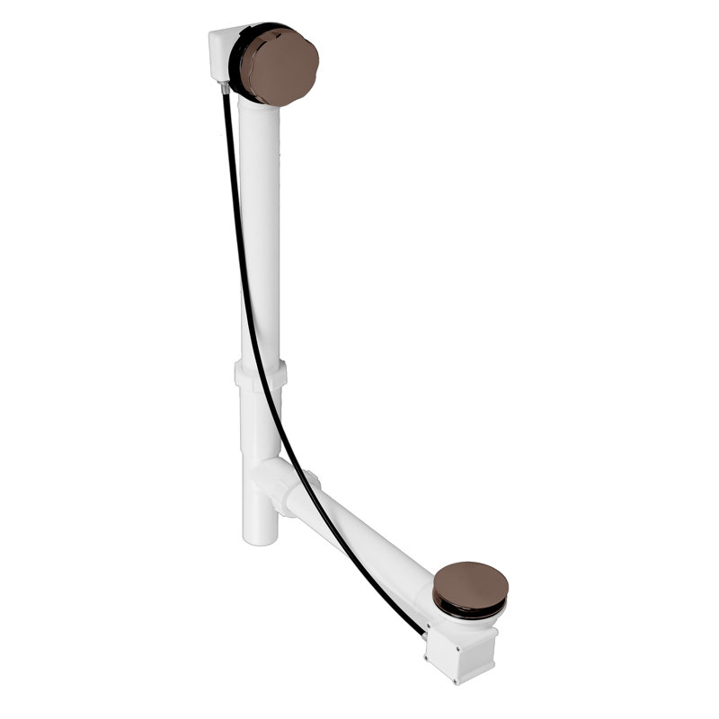 35" Cable Drive Pop-Up Bathtub Drain Trim with Poly Pipe Assembly and Rotary Overflow Cover, Oil Rubbed Bronze