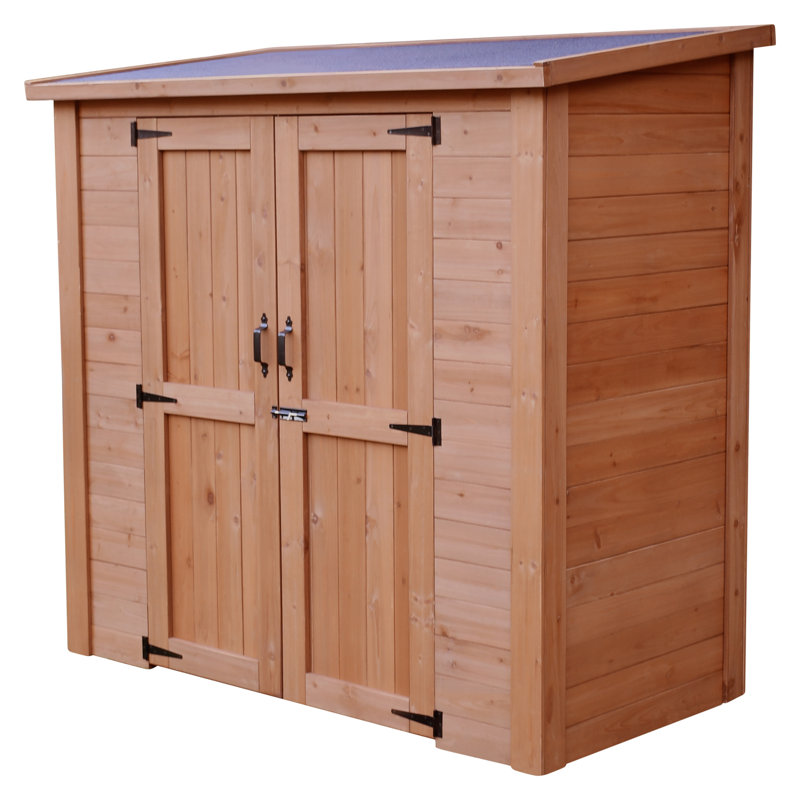 Cedar Wooden Heavy Duty Lean-To Storage Shed With Double Doors, 73" H x 72" W x 36" D