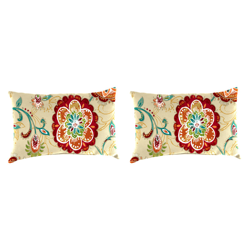 18" x 12" Outdoor Lumbar Throw Pillow (Set of 2), Multicolor Floral