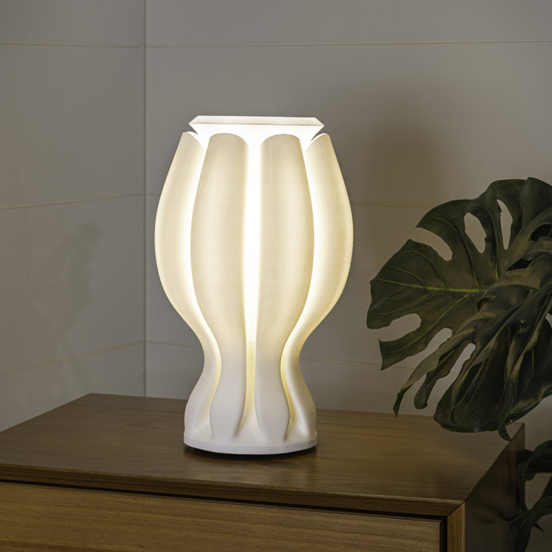 Lampe de table à DEL à intensité variable 13 "à DEL en forme de plante tropicale Flower, Blanc