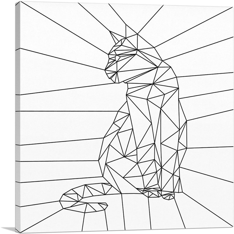" Geometric Cat Line ", 14" H x 14" W x 1.5" D