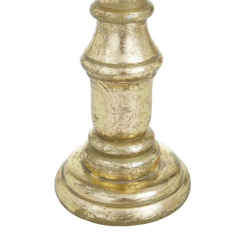 Ensemble de chandelles de table en bois, Doré, H 6,05 po x l 4 po x P 3,95 po