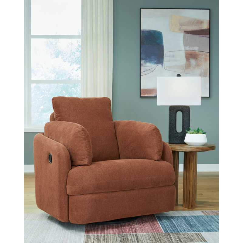 Gwenevere Upholstered Recliner, Orange Polyester