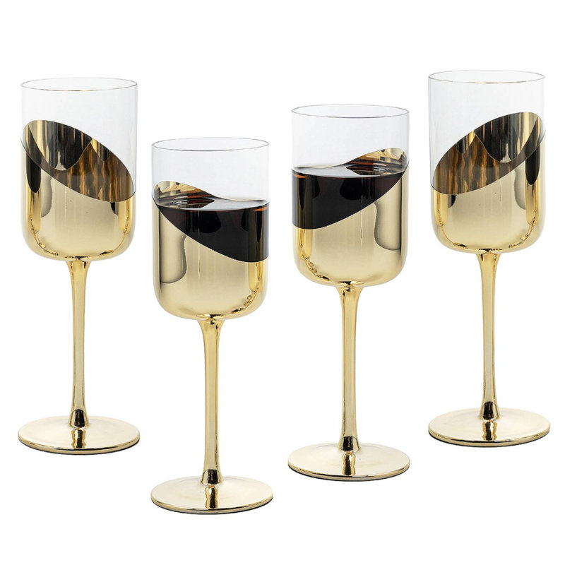 Brass Tone 414ml Cylindrical Wine Glass