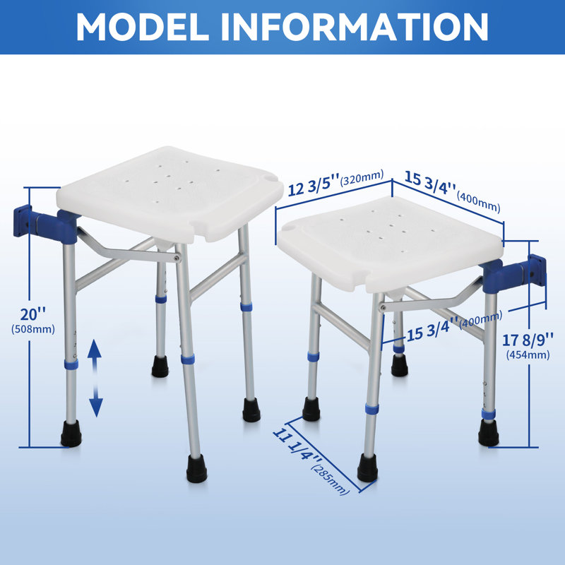 Shower Chair for Wall Mounted,Adjustable Folding Shower Stool for Elderly.Waterproof & Non-Slip Bath Bench for Disabled and Seniors, Space-Saving for Bathtub and Shower Stall
