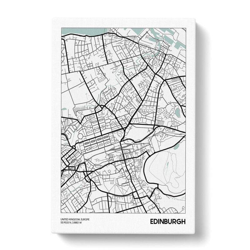 Map Edinburgh UK - Wrapped Canvas, 91cm H x 60cm W x 3cm D
