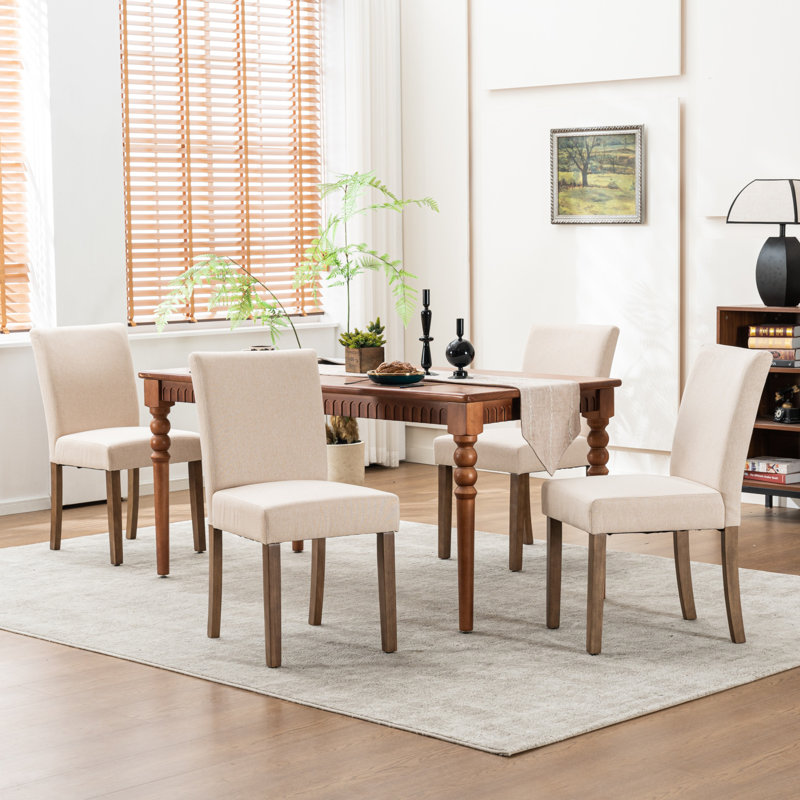 Chaise de salle à manger rembourrée, chaise de cuisine Parsons moderne, chaise d'appoint à haut dossier avec pieds en bois massif