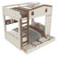 Lit superposé double au-dessus de double avec tiroirs et tablettes de rangement, lit superposé en bois massif avec crochets, sans sommier, beige naturel