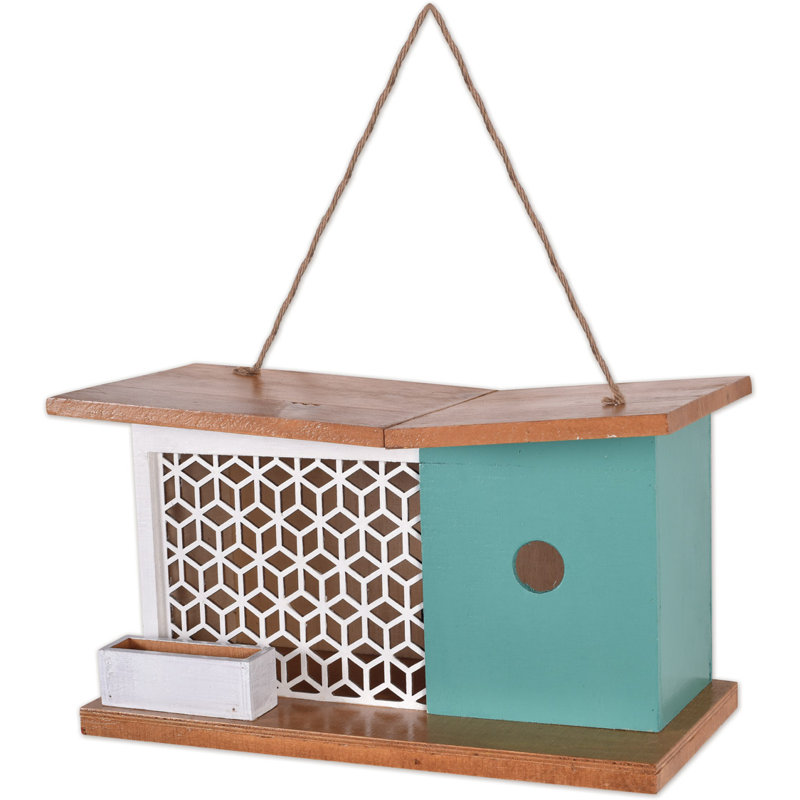 Maison d'oiseaux à treillis blanc